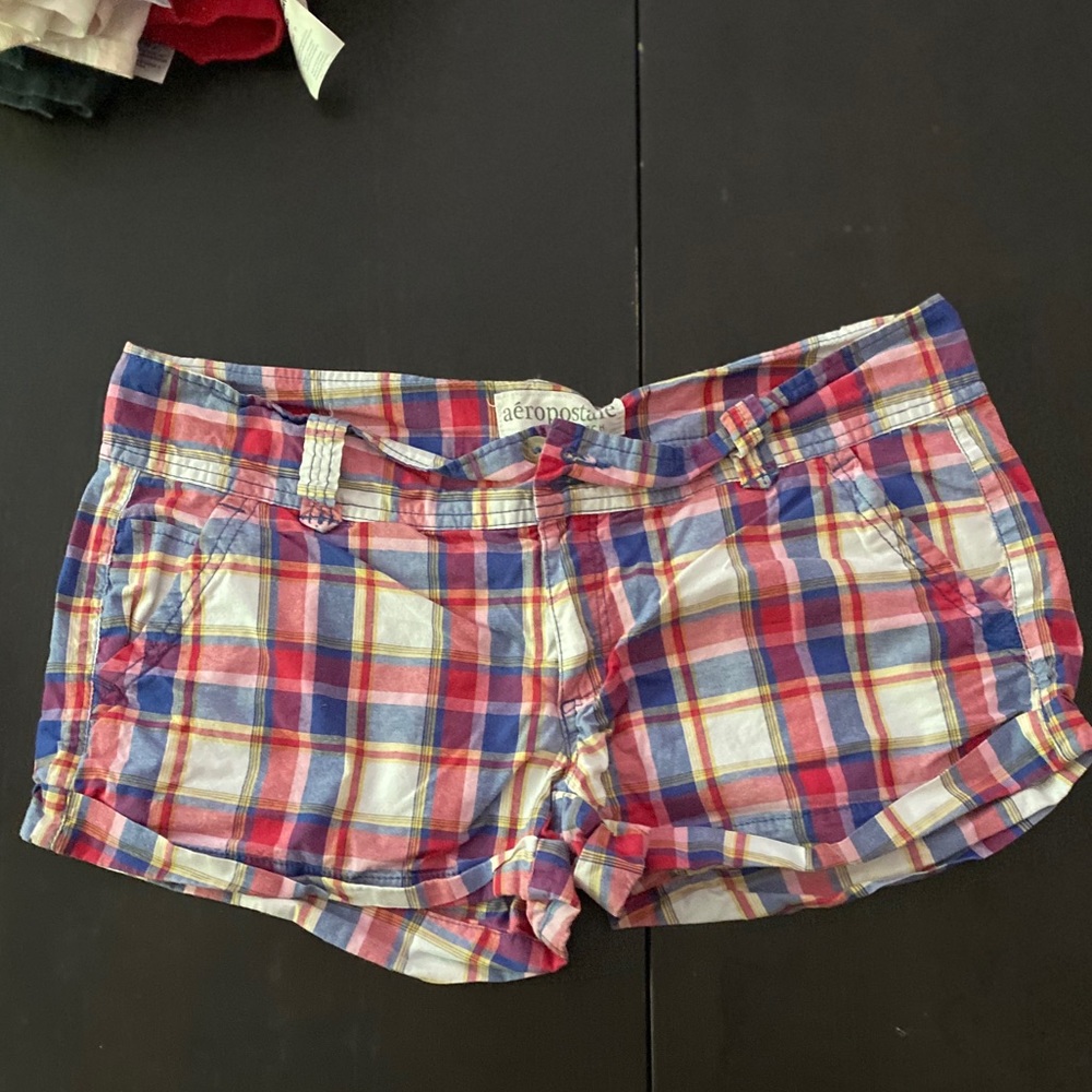 Pink plaid shorts